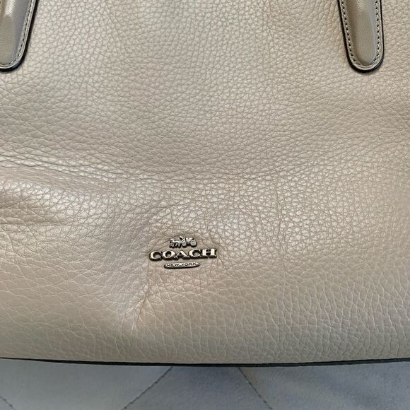 Coach Beige Leather Brooklyn Carryall Satchel - Picture 3 of 8